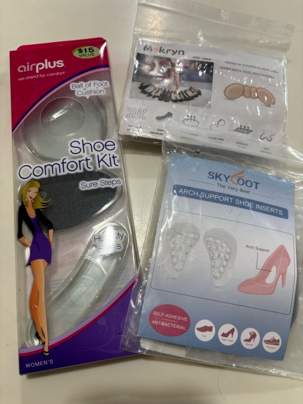 Airplus Shoe Comfort Kit with Clear Gel Inserts - Gray & Clear